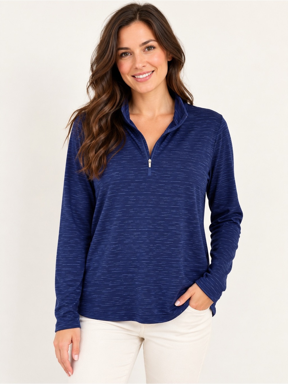 Lady Hagen Navy Quarter-Zip Pullover Top Size L